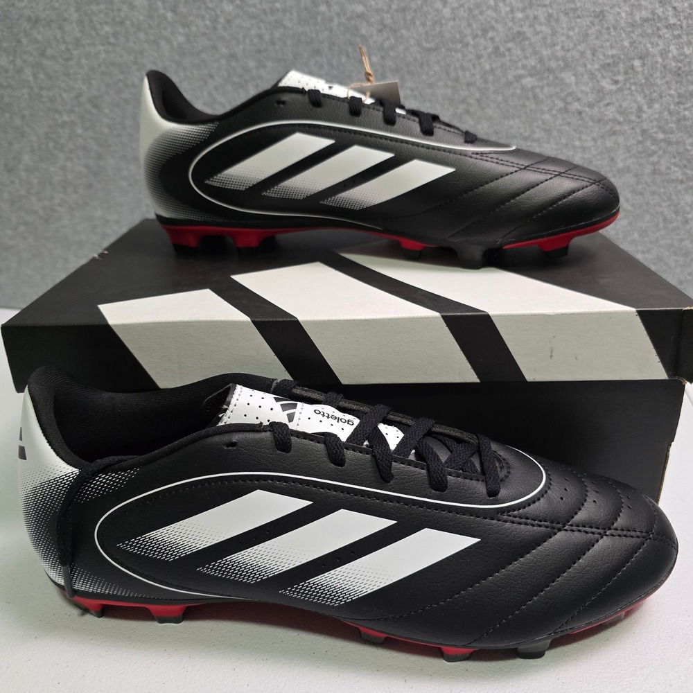 Adidas Goletto IX FG/MG Soccer Cleats Black White Red IH7702 Mens‎ 11 Womens 12